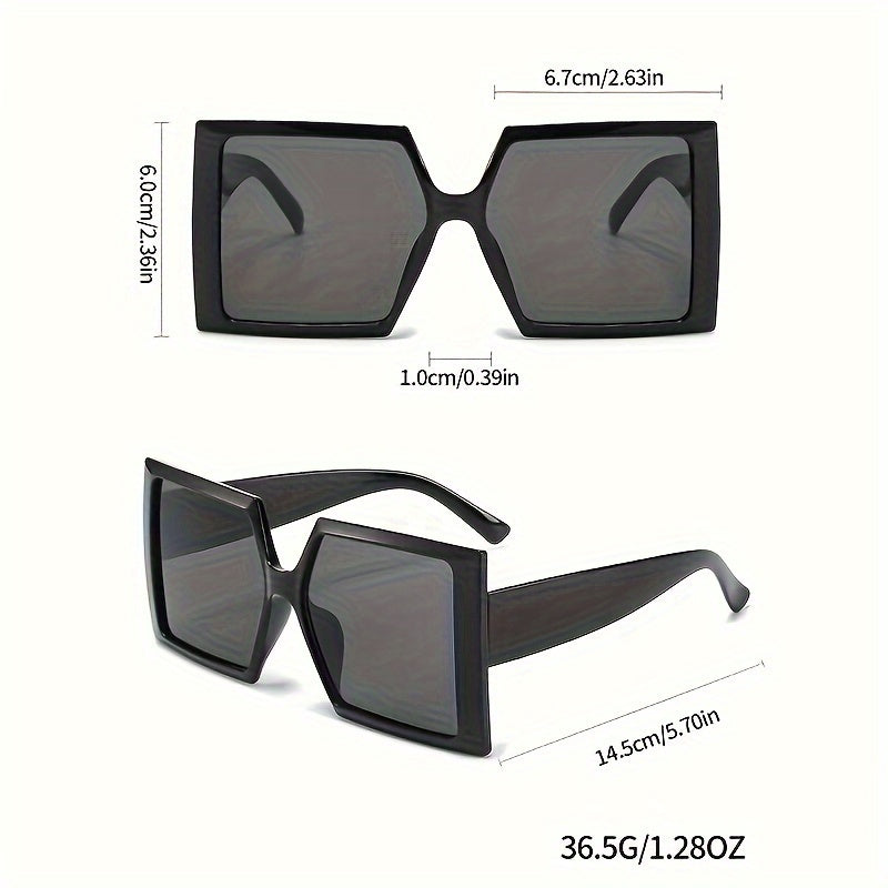 Lot de 3 paires de lunettes de soleil tendance pour femme, monture oversize carrée et plate - Style rétro chic en rose, champagne et noir pour la plage, la conduite, le voyage et le quotidien