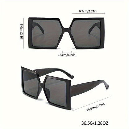 Lot de 3 paires de lunettes de soleil tendance pour femme, monture oversize carrée et plate - Style rétro chic en rose, champagne et noir pour la plage, la conduite, le voyage et le quotidien