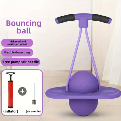 Ballon sauteur avec poignée pour enfants et adultes – Ballon sauteur de fitness anti-éclatement, haute élasticité, pour exercices et loisirs en intérieur et en extérieur, sans pile, idée cadeau idéale