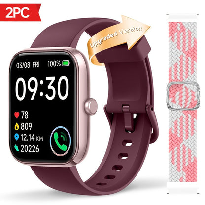 Smartwatch with Alexa Built-In 1.95 Inch Large HD Screen Wireless Bluetooth Calling 100+ Sport Modes Fitness Tracker Pedometer Heart Rate Sleep Monitor – iPhone Android Compatible Unisex Men Women 12 Colors