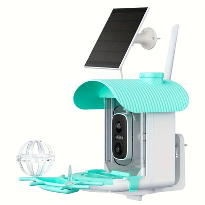 Mangeoire à oiseaux intelligente avec caméra solaire – 4MP 2K HD, identification des espèces d'oiseaux, détection de mouvement, protection contre les écureuils, étanchéité IP66, surveillance à distance via application, cadeau pour les amoureux des oiseaux