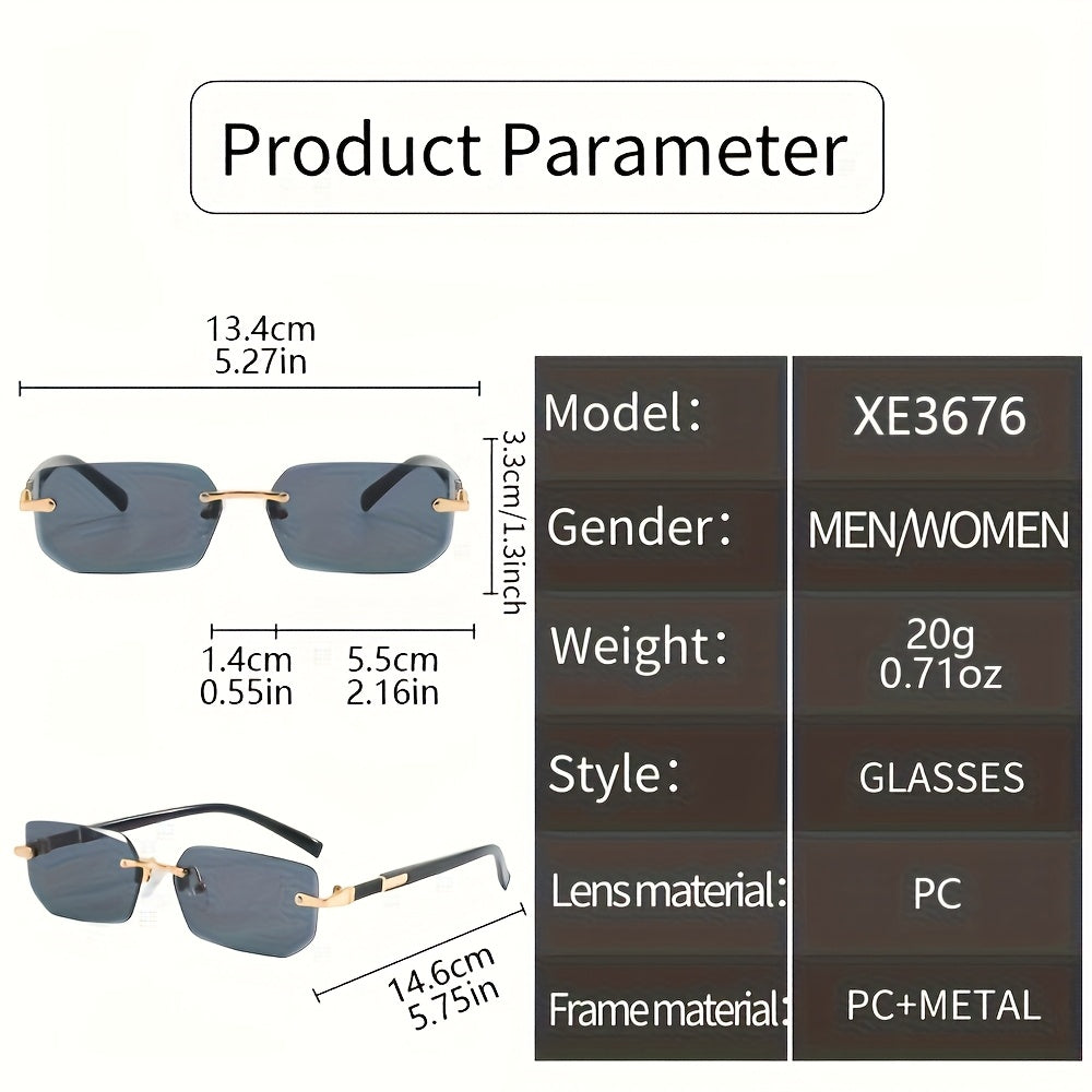 Lot de 5 paires de lunettes de mode en métal sans monture, style classique et tendance pour hommes et femmes - Idéal pour les fêtes d'été, le style urbain, la photographie, cadeau de vacances