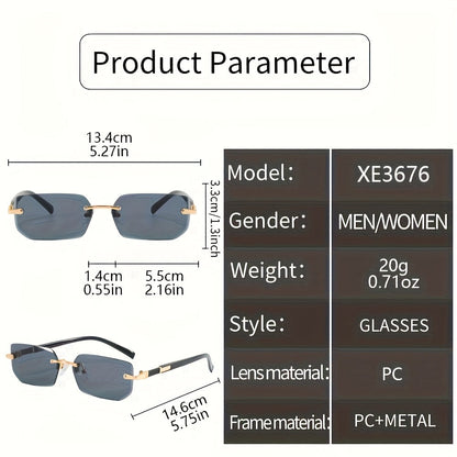 Lot de 5 paires de lunettes de mode en métal sans monture, style classique et tendance pour hommes et femmes - Idéal pour les fêtes d'été, le style urbain, la photographie, cadeau de vacances