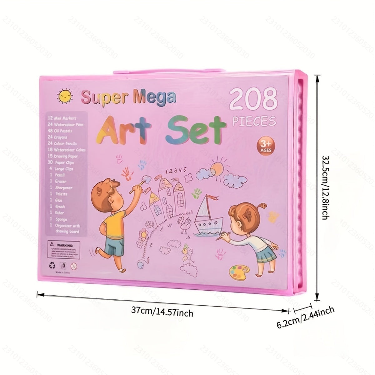 Kit de dessin et peinture pour enfants de 228 pièces avec chevalet, kit complet pour débutants de 3 à 12 ans, inclut carnet de croquis, livre de coloriage, marqueurs acryliques, feutres aquarellables, pastels à l'huile, crayons de couleur et gomme