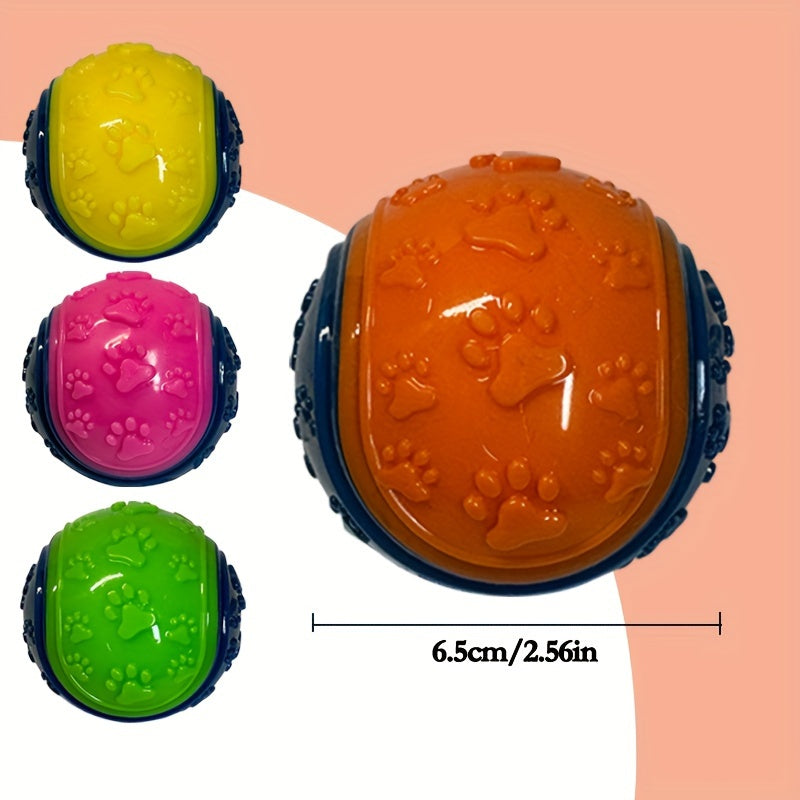 Lot de 4 balles pouët-pouët pour chien - Jouets à mâcher durables en caoutchouc non toxique pour chiots en période de dentition et mâcheurs agressifs, balles interactives de nettoyage des dents pour toutes races et tailles, couleurs assorties