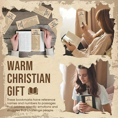 Lot de 50 marque-pages bibliques – Marque-pages en papier kraft avec versets inspirants pour l'église, fournitures d'école du dimanche, école biblique de vacances, cadeaux religieux et petits cadeaux de Noël chrétiens