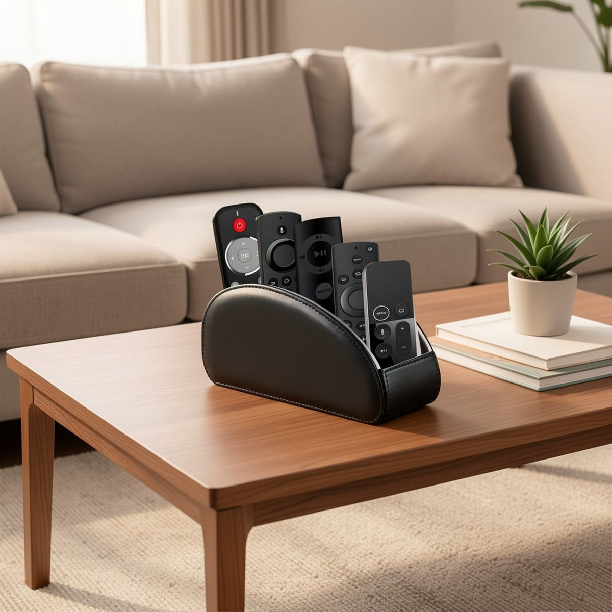 Support de télécommande à 5 compartiments, organisateur de bureau en similicuir pour salon, permet de ranger télécommandes TV, stylos, lunettes, pinceaux de maquillage, fournitures de bureau, boîte de rangement décorative pour la maison