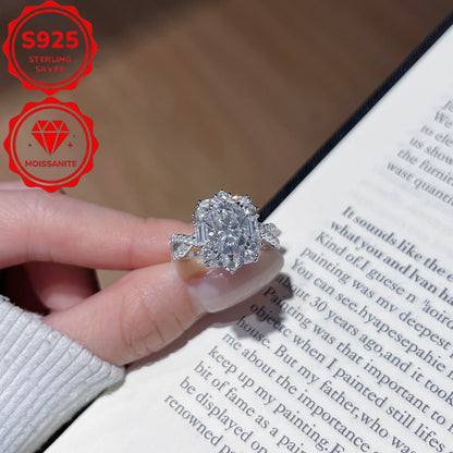 Bague de fiançailles en argent sterling S925 avec moissanite ovale de 2 carats – Motif croix bohème, tailles 6 à 10, bague de promesse pour anniversaire de mariage, cadeau parfait pour elle, Saint-Valentin et anniversaire