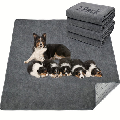 Lot de 2 tapis de propreté lavables pour chien – Alèses réutilisables à 4 couches, ultra-absorbantes et antidérapantes pour chiots, mises bas, éducation, cage, parc et voyage, tailles multiples, toutes races
