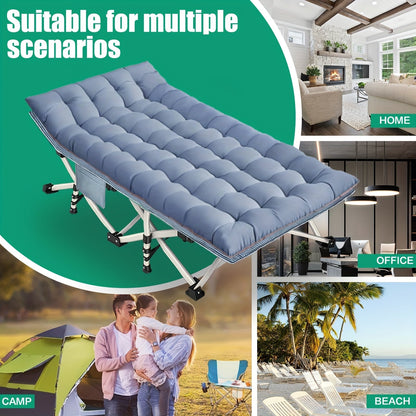 Lit de camp pliant avec matelas 190-200 cm – Lit de camp portable très résistant pour adultes, enfants et adolescents, charge maximale 315-400 kg, pour le camping, la maison, le bureau, la plage, le jardin et la pêche