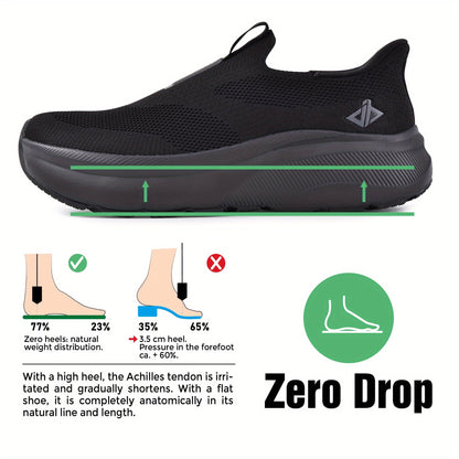 Baskets orthopédiques à enfiler mains libres pour hommes – Large boîte à orteils, soutien de la voûte plantaire, coussinet métatarsien, semelle à zéro drop rembourrée, tige en maille, chaussures de marche pour le confort et le soulagement de la douleur