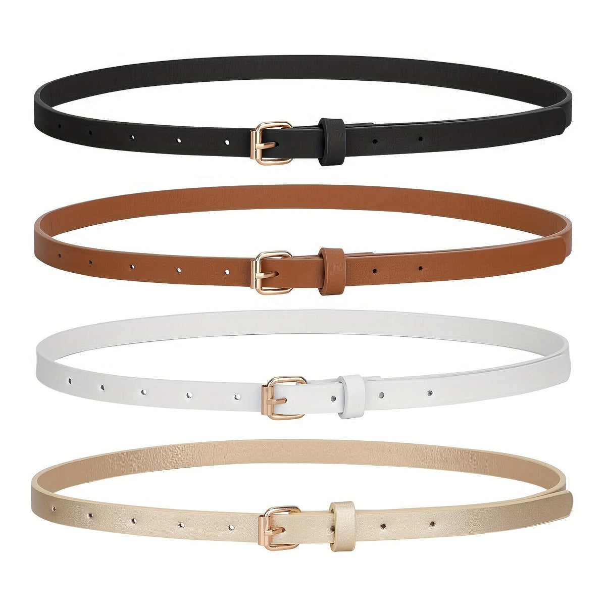 Ceinture fine pour femme en cuir synthétique, 4 styles, tailles S à 1XL, ceinture mode skinny pour robes, jeans, jupes, tenues décontractées et élégantes – Styles A B C D