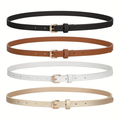 Ceinture fine pour femme en cuir synthétique, 4 styles, tailles S à 1XL, ceinture mode skinny pour robes, jeans, jupes, tenues décontractées et élégantes – Styles A B C D