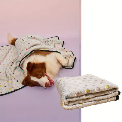 Couverture ultra-douce pour chiens et chats - Couverture en polaire chaude et douillette à motif pois avec bordure noire pour chiots, chatons, animaux de petite, moyenne et grande taille, 3 couleurs et 3 tailles S M L