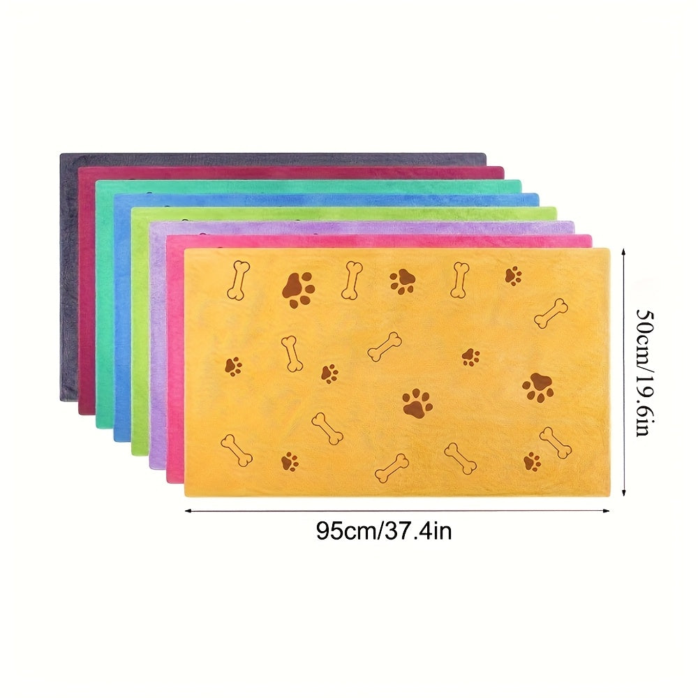 Lot de 4 serviettes à séchage rapide pour animaux - Serviettes absorbantes et douces en polyester pour chiens et chats, avec motifs de pattes, pour le bain et le séchage, coloris assortis pour petits et moyens animaux