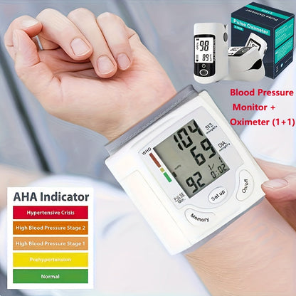 Tensiomètre au poignet numérique automatique – Grand écran LCD, fréquence cardiaque, détection de l'arythmie, portable pour usage domestique, seniors et adultes