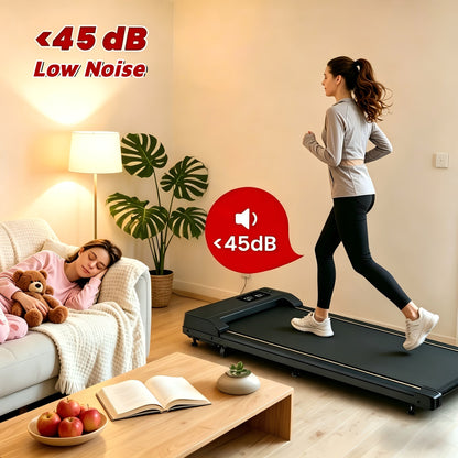 Tapis de marche sous bureau, moteur silencieux 2,5 HP, inclinaison 15 %, 4-en-1, capacité de 120 kg avec télécommande et écran LED - Tapis de course portable pour bureau à domicile, marche, jogging et perte de poids