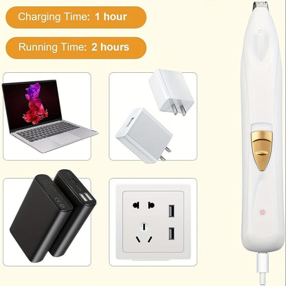 Tondeuse électrique pour animaux avec éclairage LED, rechargeable par USB, silencieuse, pour les yeux, le visage, les oreilles et les pattes de chiens et chats – Kit de toilettage professionnel sans fil
