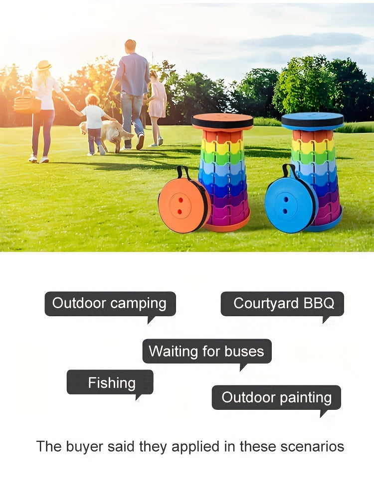 Lot de 2 tabourets pliants escamotables, portables et légers, capacité de 180 kg - Siège rétractable pour camping, pêche, randonnée, cuisine, barbecue, intérieur et extérieur