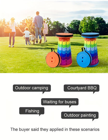 Lot de 2 tabourets pliants escamotables, portables et légers, capacité de 180 kg - Siège rétractable pour camping, pêche, randonnée, cuisine, barbecue, intérieur et extérieur