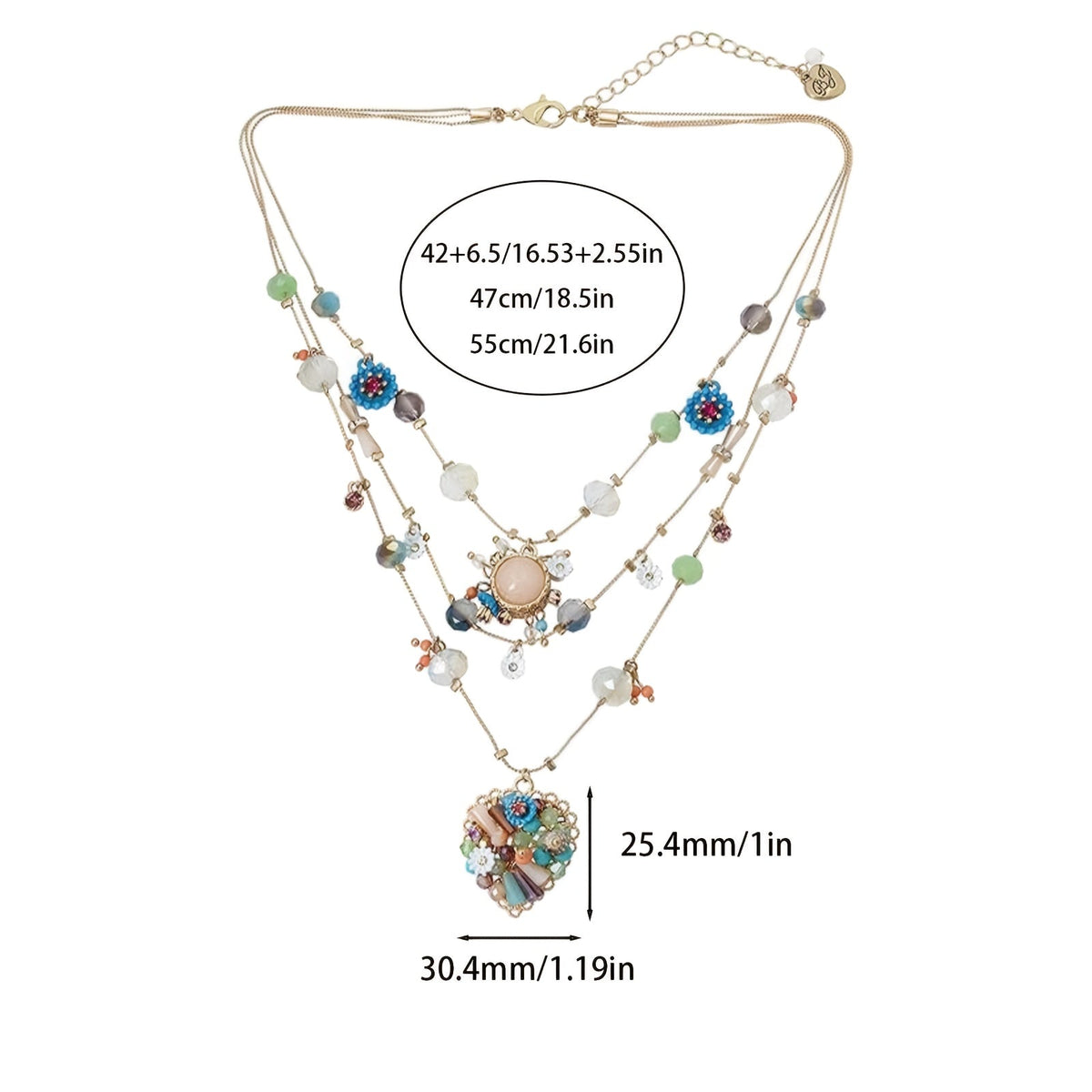 Parure collier multi-rangs et boucles d'oreilles en argent sterling 925 fait main avec perles et breloque cœur pour femme – Bijou pierre de naissance de décembre, cadeau élégant pour le quotidien et les mariages avec boîte cadeau offerte