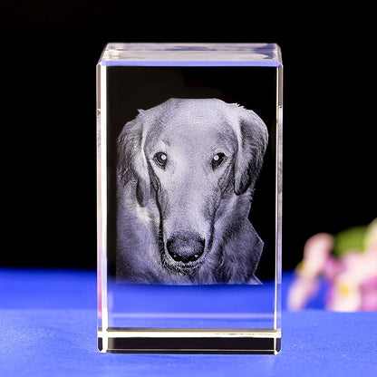 Ornement en cristal personnalisé avec photo d'animal de compagnie gravée au laser 3D - Souvenir photo personnalisé pour chien et chat, cadeau commémoratif en cristal pour les fêtes, anniversaires et Noël, 3 formes (octogone/cube/losange)