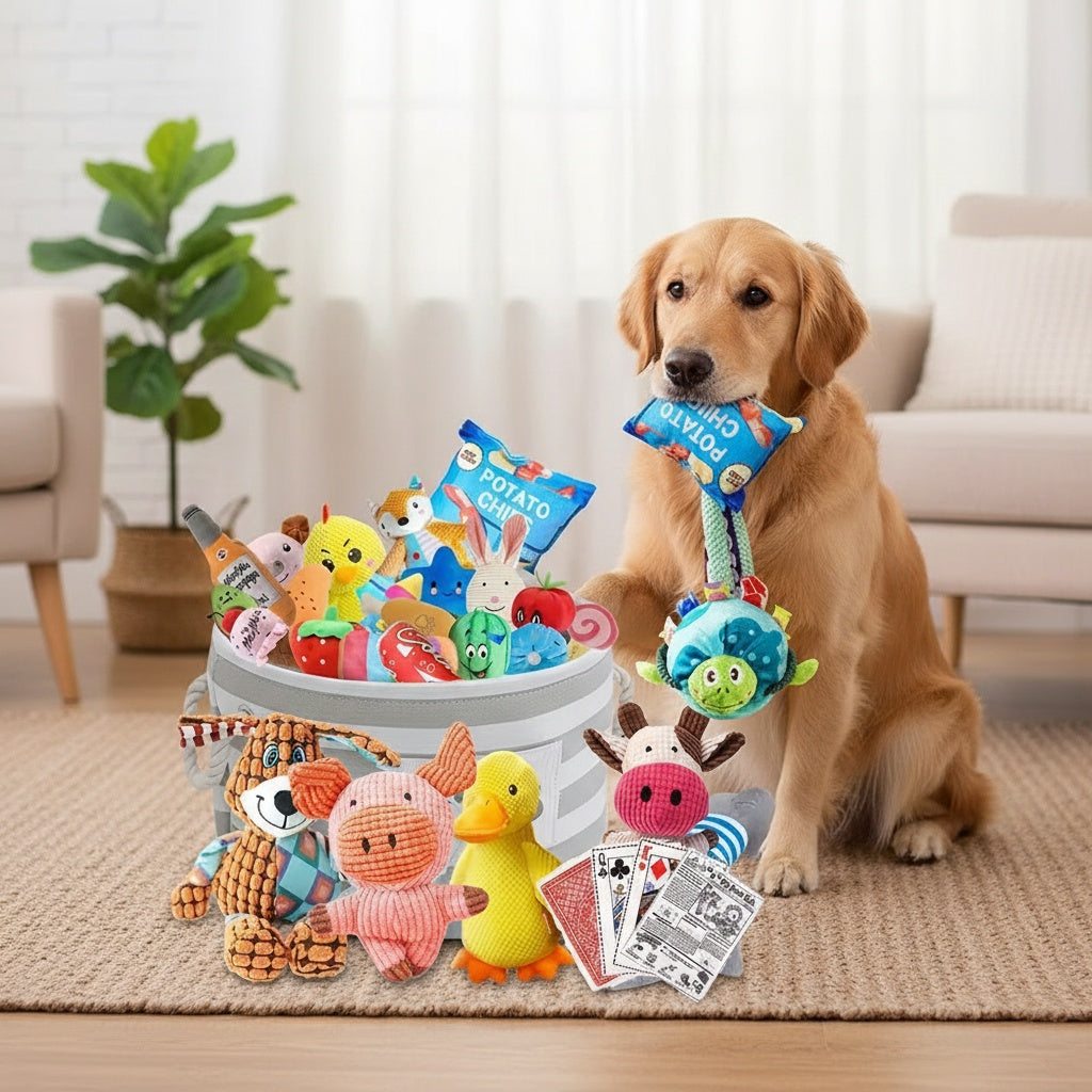 Ensemble de 16 jouets en peluche couineurs pour chien – Jolis jouets en peluche pour petits animaux, style aléatoire, sans pile, jouets couineurs doux pour mâcher et jouer, lot varié, cadeau pour chiots et petits animaux