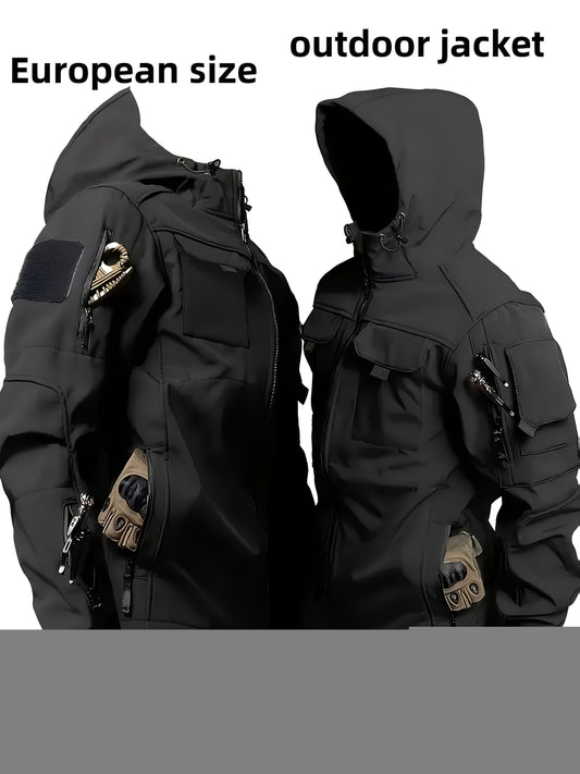 Veste tactique pour homme, coupe-vent, en tissu ripstop avec capuche - Veste d'extérieur résistante aux rayures dotée de multiples poches utilitaires pour le camping, la randonnée, la survie et l'entraînement tactique, tailles S à XXXL