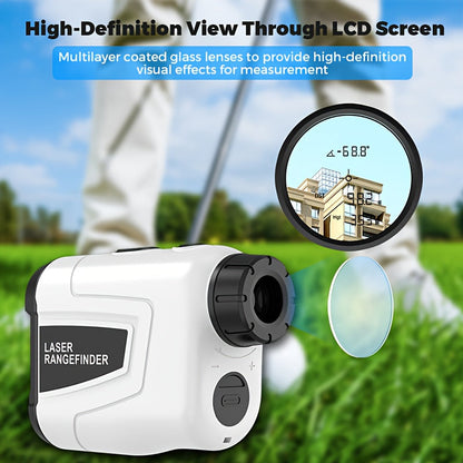 Télémètre laser de golf 1200 yards – Grossissement 6,5x, compensation de pente, verrouillage de drapeau HD, anti-vibration, rechargeable par USB, télémètre de golf haute précision à positionnement rapide, design élégant blanc