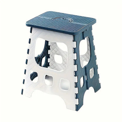 Tabouret de camping portable – Siège ovale léger en polypropylène PP pour usage intérieur et extérieur, randonnée, pêche, pique-nique, plage, design compact pliable, bleu foncé, excellente idée cadeau