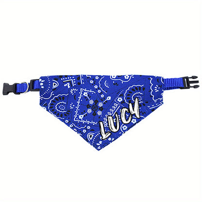 Bandana pour chien personnalisé avec fermeture à pression - Collier bavoir ajustable en polyester doux pour petits, moyens et grands chiens, tailles S M L, 4 couleurs (noir, rouge, bleu, rose), cadeau de vacances
