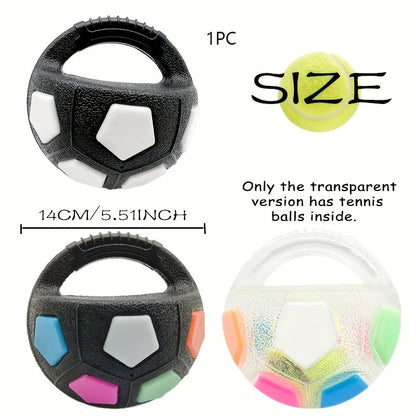 Jouet pour chien ballon de football avec couineur et poignée de transport - Balle interactive pour chien en TPR durable pour toutes les tailles, jouet rebondissant de 14 cm pour rapporter et dribbler, pour jouer à l'intérieur et à l'extérieur