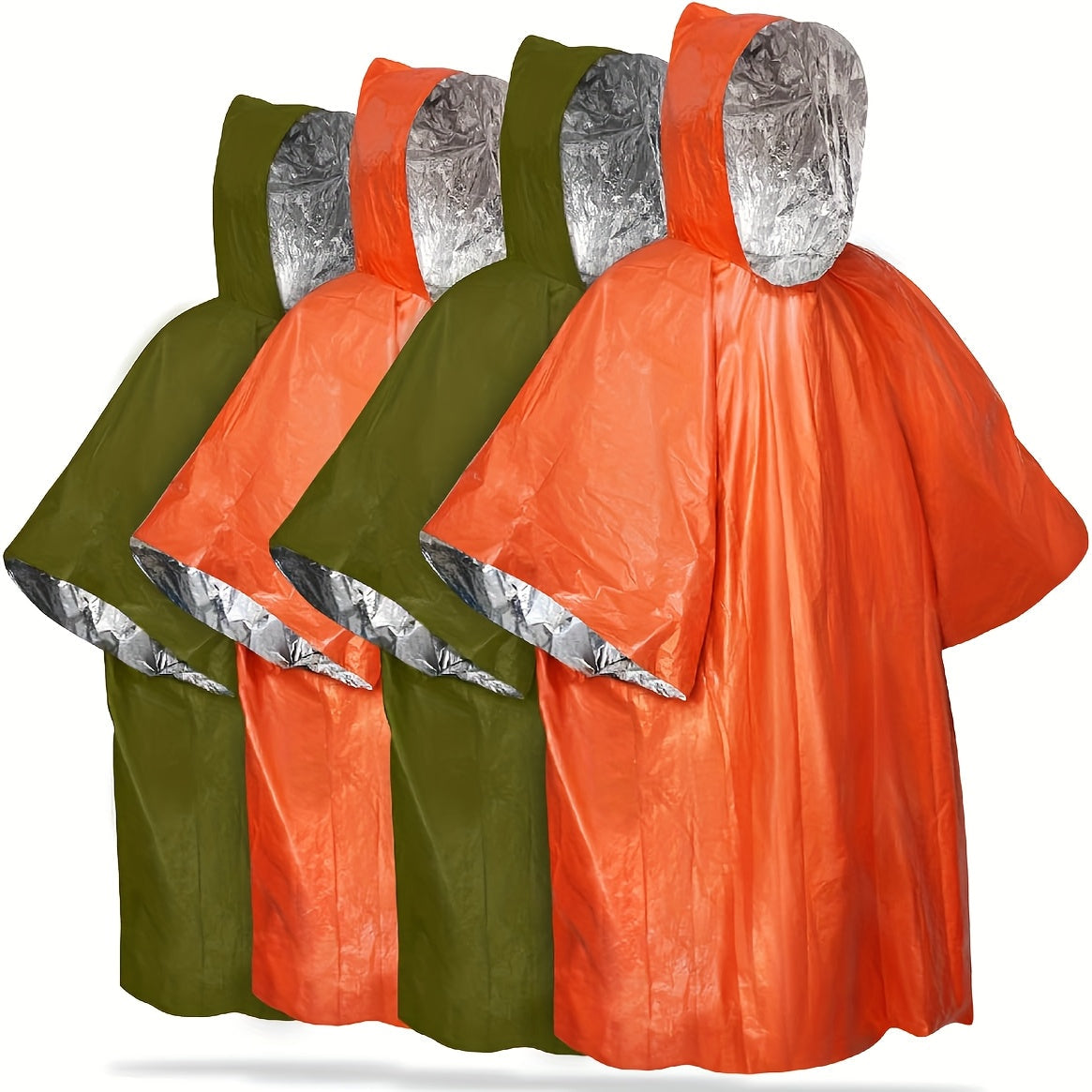 Poncho de pluie d'urgence réutilisable, lot de 4 et 14 – Conserve 90 % de la chaleur corporelle, imperméable et résistant aux intempéries, pour hommes, femmes et adultes, équipement de camping, de randonnée et de survie