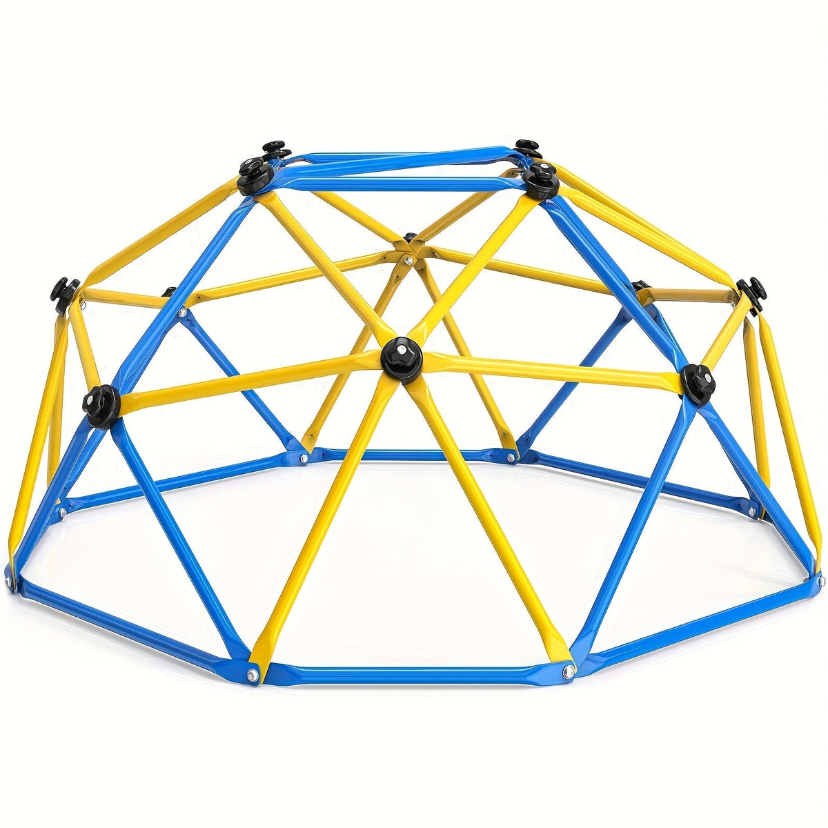 Dôme d'escalade d'extérieur de 6 pieds pour enfants, structure de jeu de jardin avec cadre en acier inoxydable résistant aux intempéries, capacité de 600 lb, centre d'activités sécurisé, cadeau pour garçons et filles de 3 à 10 ans, jaune et bleu