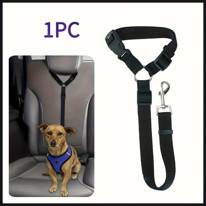 Harnais de sécurité 2-en-1 et laisse réglable pour chiens – Ceinture de sécurité anti-collision, nylon durable, chiens de petite à moyenne taille – Accessoire de voyage pour voiture, 4 couleurs