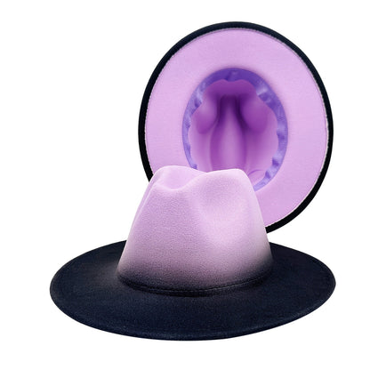 Chapeau Fedora à large bord pour hommes et femmes, style Panama Jazz dégradé bicolore, chapeau de mode classique unisexe, plusieurs coloris