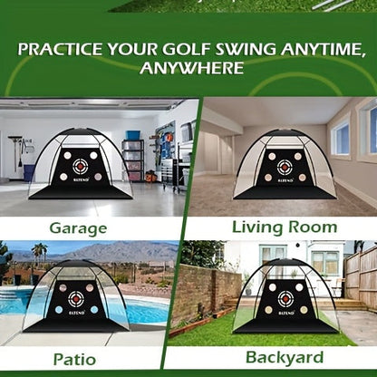Filet de pratique de golf 10x7 pi avec tapis, balles, tees et sac de transport – Filet de frappe robuste pour jardin, sous-sol et usage intérieur/extérieur, équipement d'entraînement de golf, cadeau pour hommes et femmes