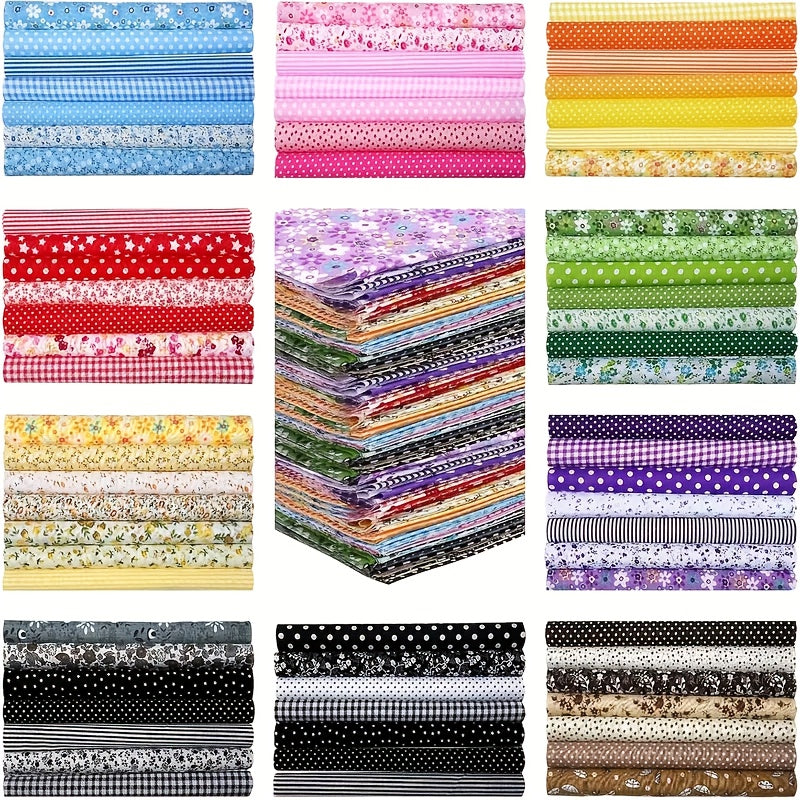 70 pièces de tissu pour patchwork prédécoupées 25x25 cm - Lot de tissus à motifs floraux, saisonniers et multicolores, mélange de coton doux et lavable pour courtepointes, loisirs créatifs, couture, décorations de fêtes et projets DIY