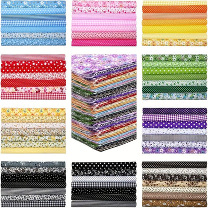 70 pièces de tissu pour patchwork prédécoupées 25x25 cm - Lot de tissus à motifs floraux, saisonniers et multicolores, mélange de coton doux et lavable pour courtepointes, loisirs créatifs, couture, décorations de fêtes et projets DIY