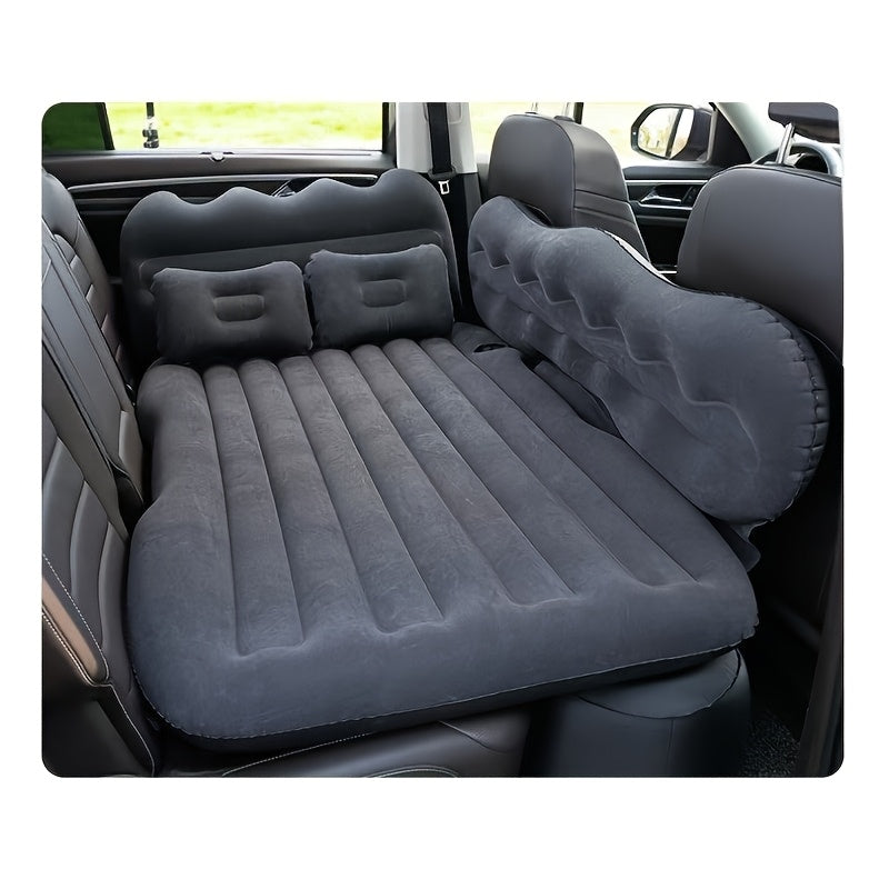 Matelas gonflable de voiture pour SUV et berline, matelas pneumatique floqué doux pour siège arrière, tapis de couchage pliable et portable pour camping, voyages et pique-niques – Pompe à air et sac de rangement inclus, noir, gris, beige, rose