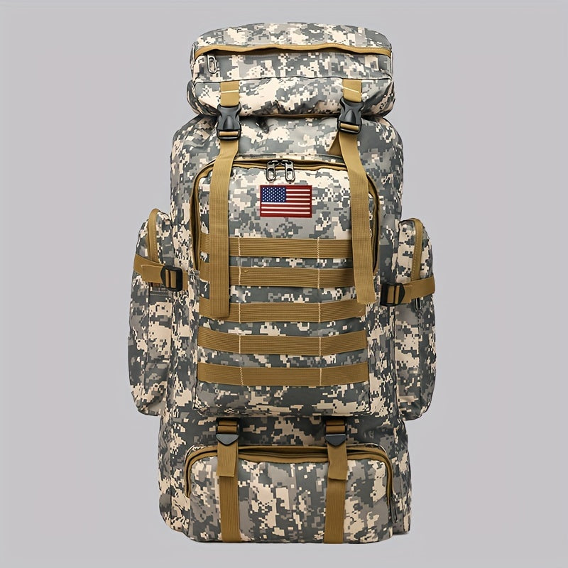 Sac à dos de randonnée tactique 80 L, sac d'assaut 3 jours – Système MOLLE unisexe en tissu Oxford réglable pour la randonnée, le camping, la chasse, les voyages et le sport, 6 couleurs