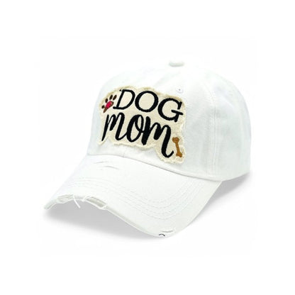 Casquette de baseball vintage brodée avec patte et os pour maman de chien – 100 % coton, respirante, réglable, protection UV, cadeau pour amoureux des chiens, disponible en rose, noir, bleu sarcelle et kaki