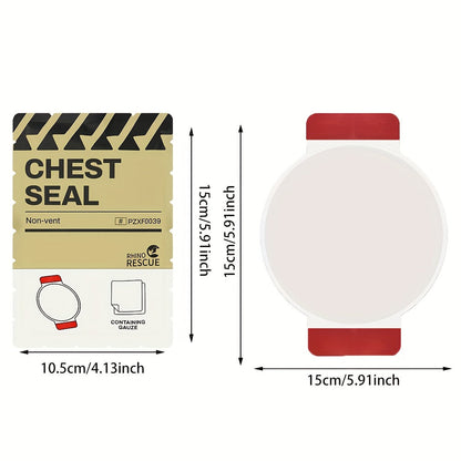 Pansement thoracique d'urgence non ventilé RHINO RESCUE – Fourniture médicale IFAK portable pour plaies thoraciques aspirantes, nylon PA, éligible FSA/HSA, jaune