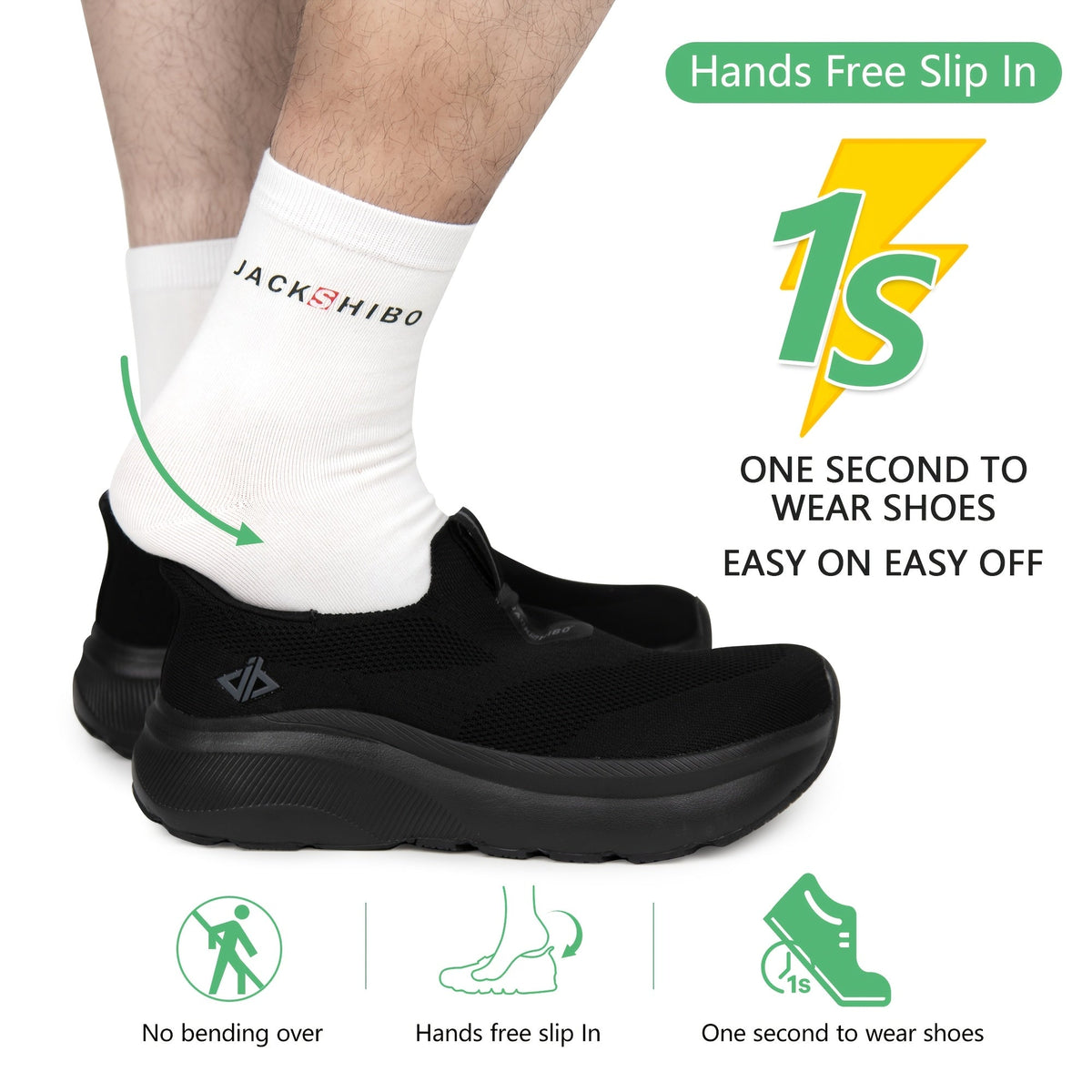 Baskets sans lacets pour hommes – Bout large, semelle zéro drop, chaussures de marche en maille coussinée pour un usage décontracté et quotidien – Semelle en caoutchouc, modèle à enfiler (US 8–13,5)