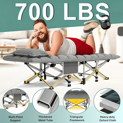 Lit de camp pliant robuste avec matelas pour adultes – Capacité de 500/600/700 lb, lit d'extérieur portable avec sac de transport pour tentes, camping et voyages – 3 modèles, 3 couleurs