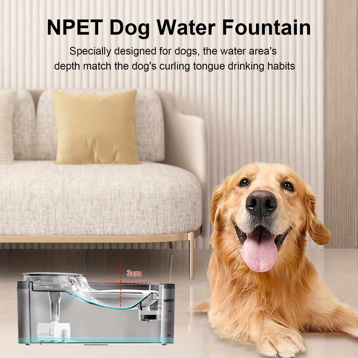 Fontaine à eau automatique pour chien, distributeur d'eau pour animaux de compagnie grande capacité de 4,9 litres avec protection anti-éclaboussures, kit de nettoyage et USB basse tension pour chiens, chats et foyers multi-animaux