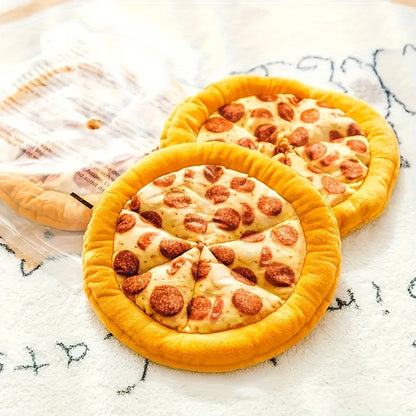 Jouet pour chien en peluche Pizza au pepperoni qui fait du bruit – Jouet à mâcher interactif et doux en polyester avec sifflet pour toutes les races, jouet amusant pour chien sur le thème de la nourriture pour chiots et chiens adultes