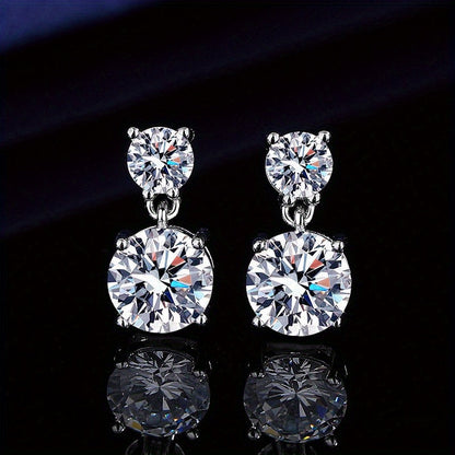 Boucles d'oreilles clous en mo issanite de 5 carats pour femme – Boucles d'oreilles pendantes en argent sterling 925, bijou de luxe brillant, cadeau idéal pour Noël, la Saint-Valentin et les occasions spéciales