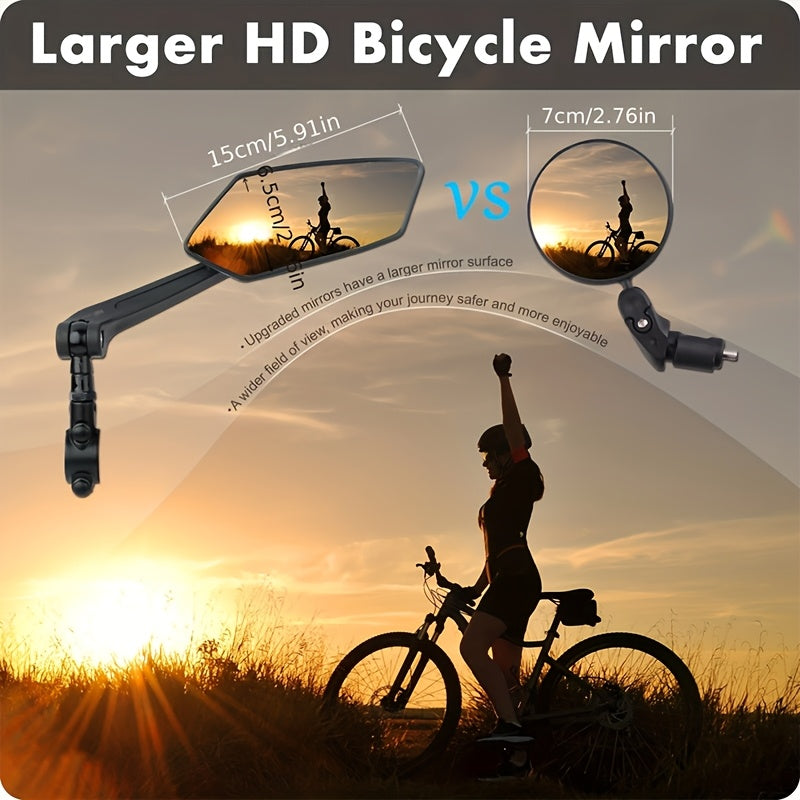 Lot de 2 grands rétroviseurs pliables HD pour vélo électrique, vélo, moto et scooter – Rétroviseur de guidon ajustable à 360°, verre résistant aux rayures, stable à haute vitesse, ABS durable, installation facile