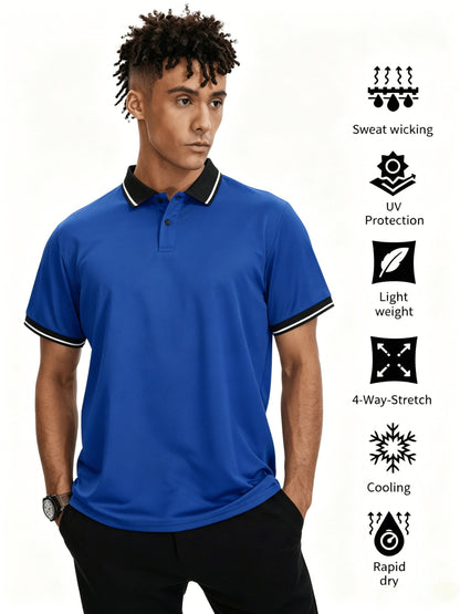Lot de 6 polos pour homme, manches courtes, sport, golf, décontracté, été, plein air – Polo respirant et anti-humidité pour homme, couleurs assorties, tailles S à XXL